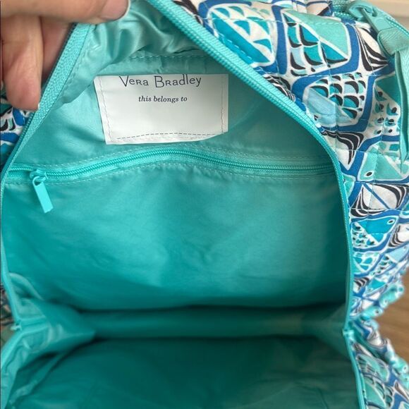 Vera Bradley Go Fish Blue Patterned Quilted Large Essential Travel Backpack NWT main image 12